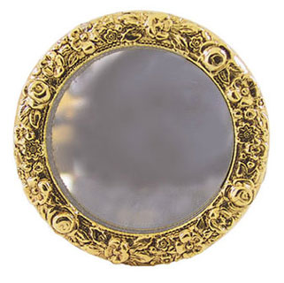 Dollhouse Miniature Brass Framed Round Mirror 